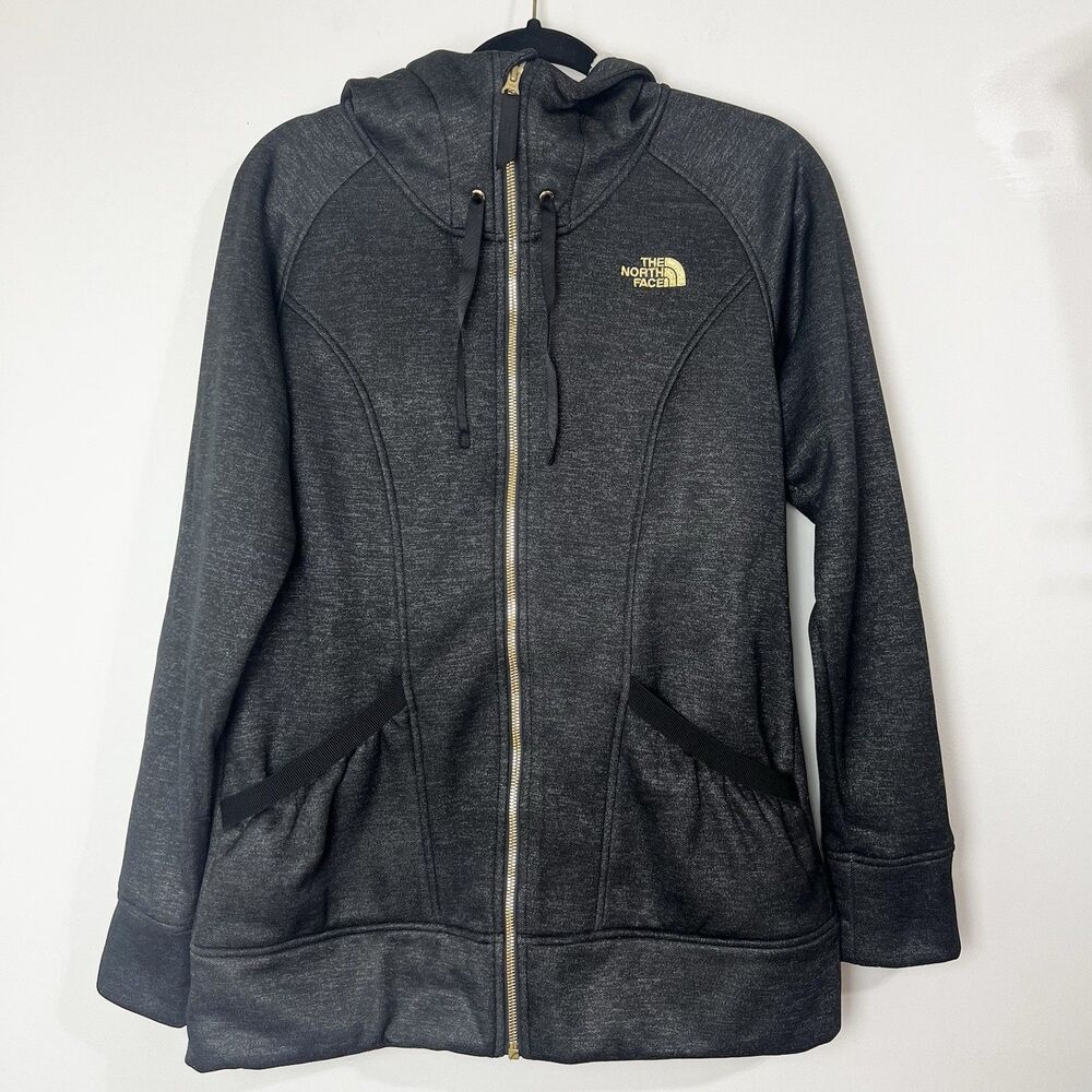 The North Face Mattea Parka Jacket Hoodie Full Zip Dark Gray Gold Women’s M